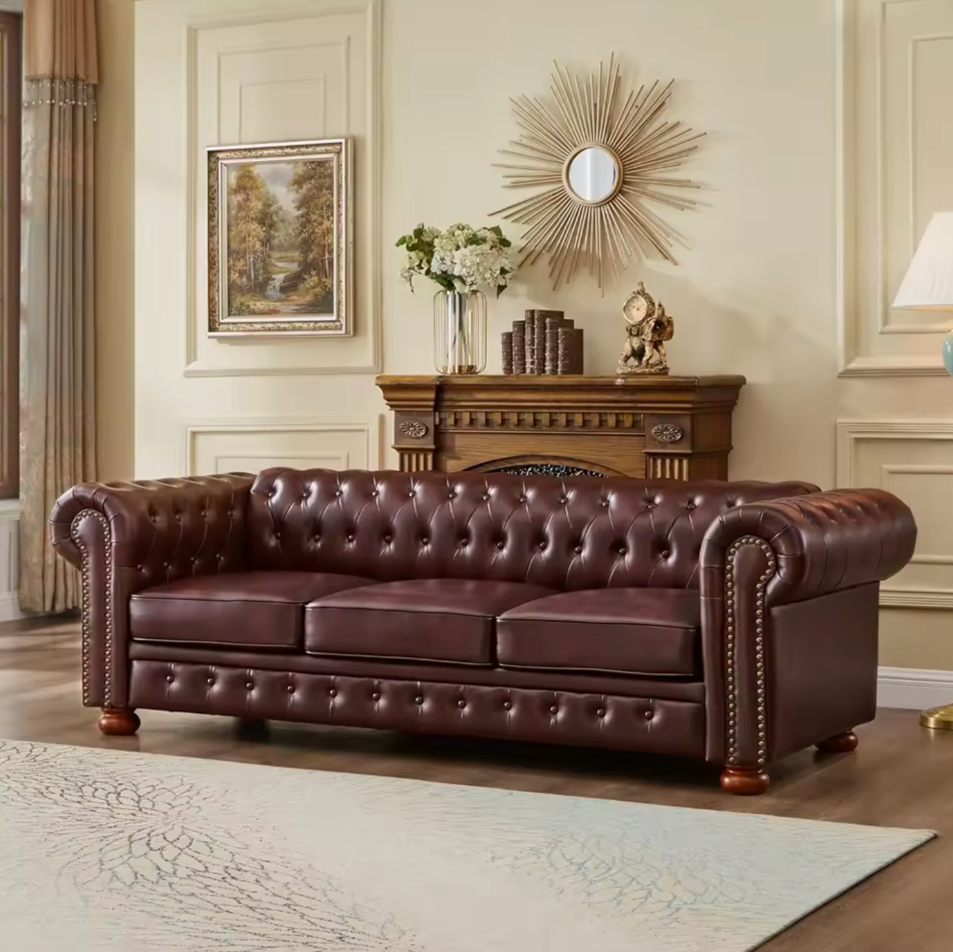 Chesterfield Sofa 3 Seater in Beige