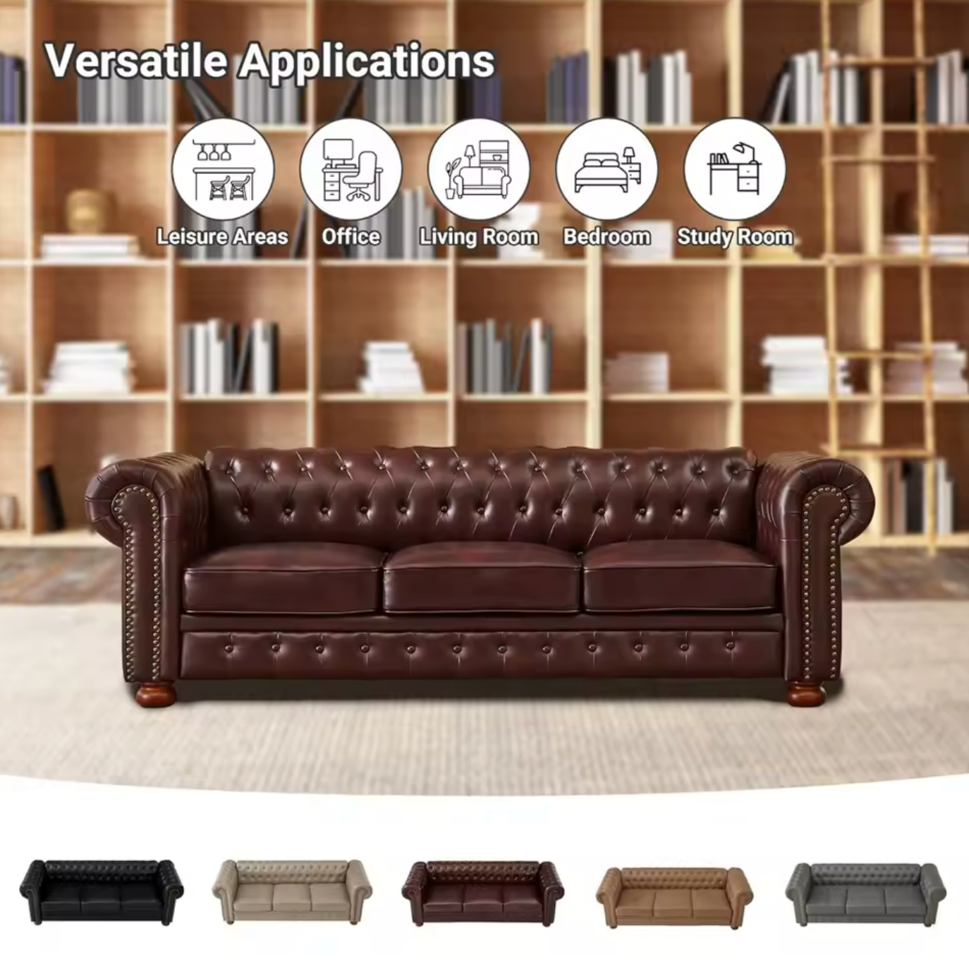 Chesterfield Sofa 3 Seater in Black