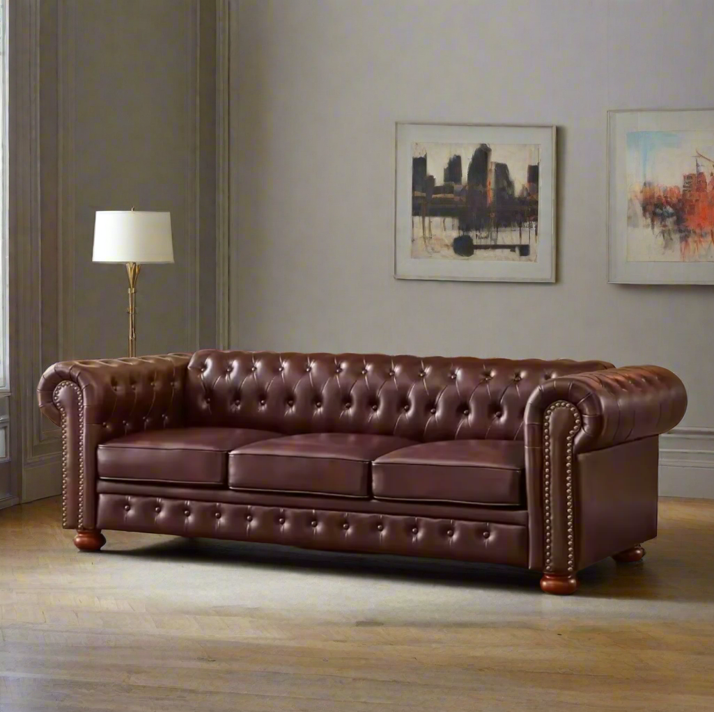 Chesterfield Sofa 3 Seater in Ox Blood Red