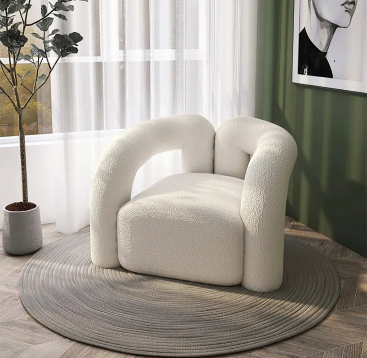 Nordic Living Room Bouclé Armchair