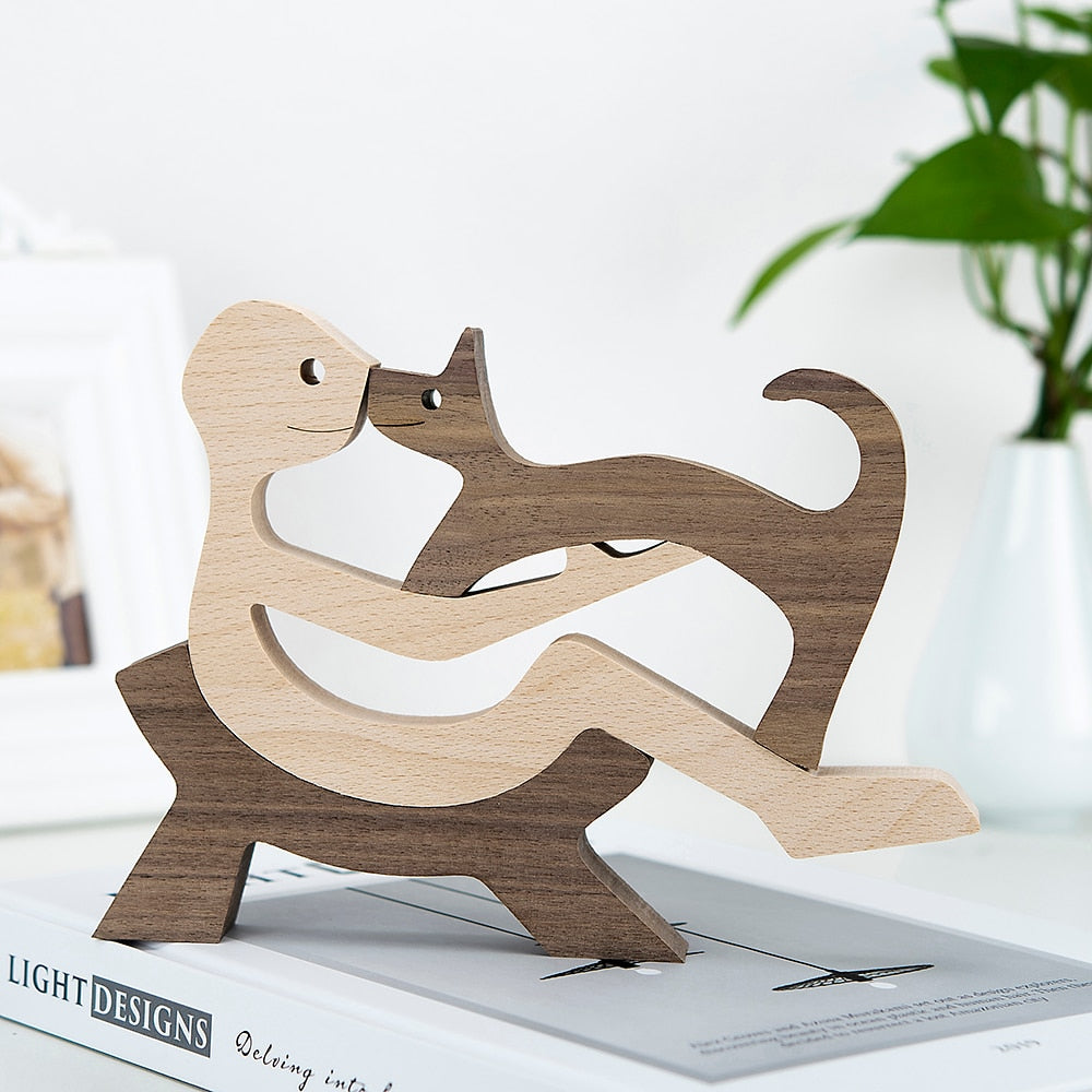 Family Dog/Cat Wood Sculpture (Gift Boxed)