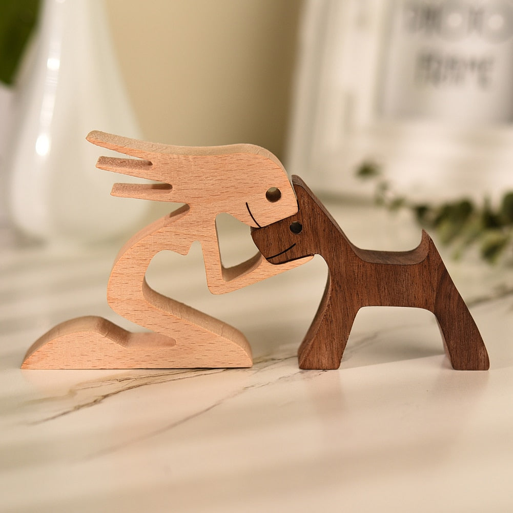 Family Dog/Cat Wood Sculpture (Gift Boxed)