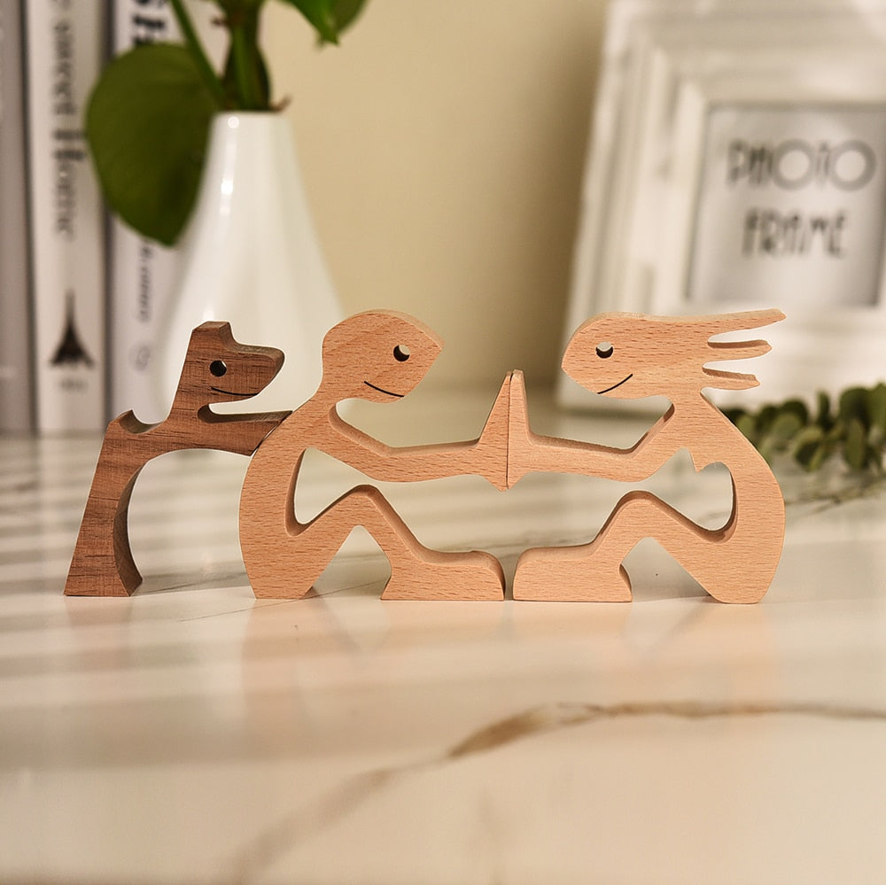 Family Dog/Cat Wood Sculpture (Gift Boxed)