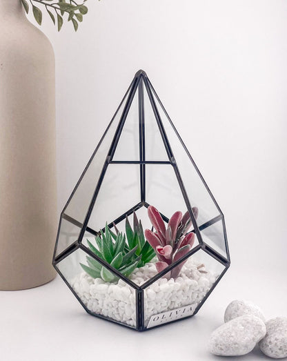 Medium Faux Succulent Glass Table Decoration