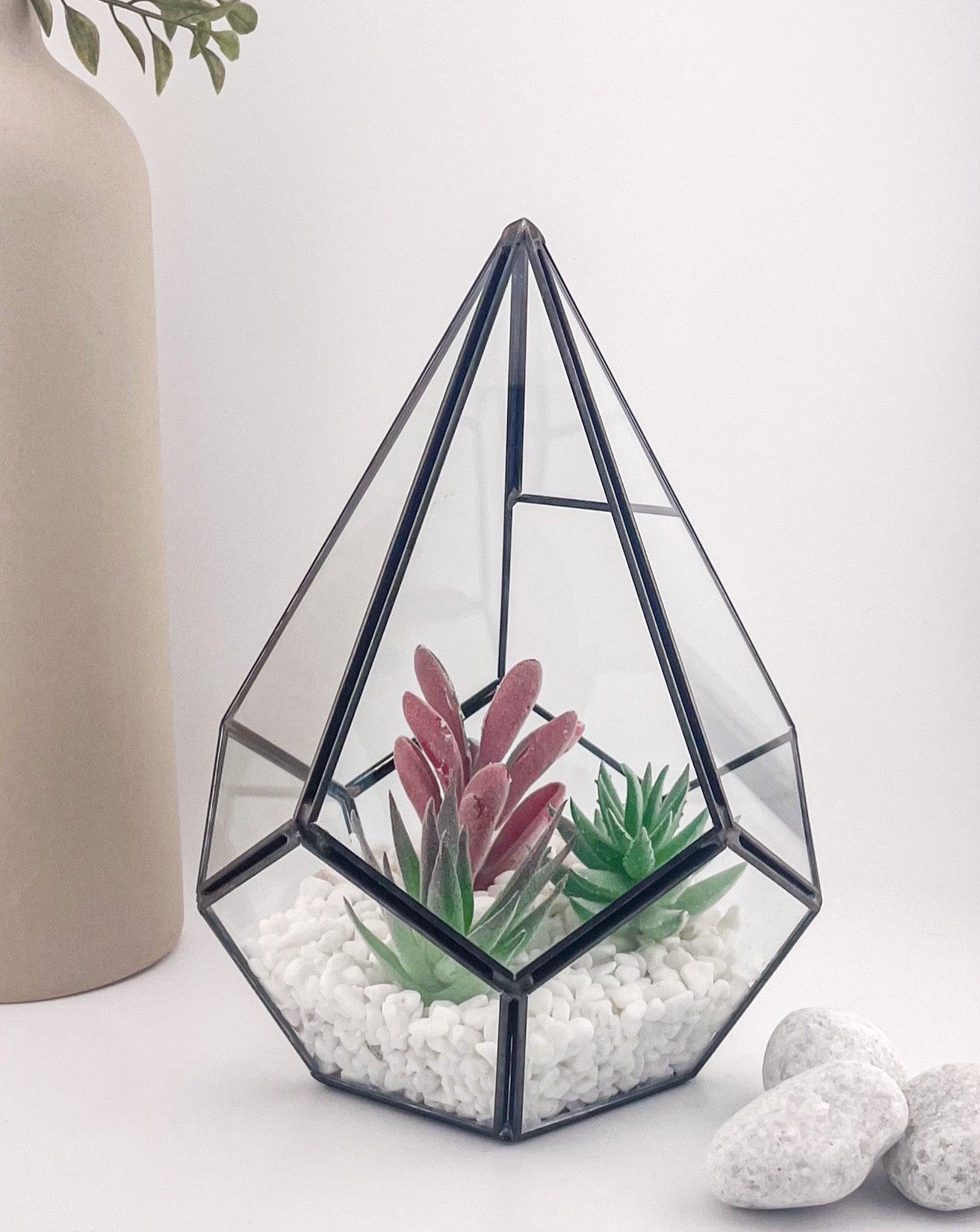 Medium Faux Succulent Glass Table Decoration