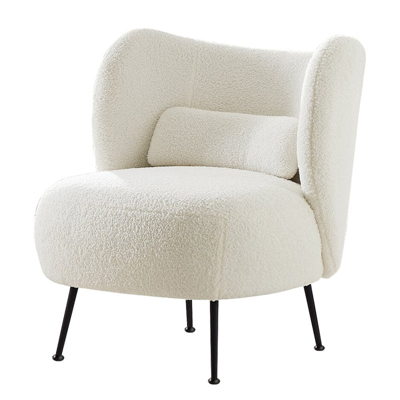 Scandinavian Living Room Bouclé | Lamb Velvet Chair