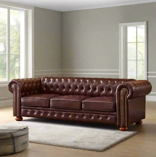 Chesterfield Sofa 3 Seater in Ox Blood Red