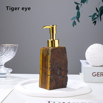 Natural Raw Stone & Rose Quartz Crystal Soap Dispenser