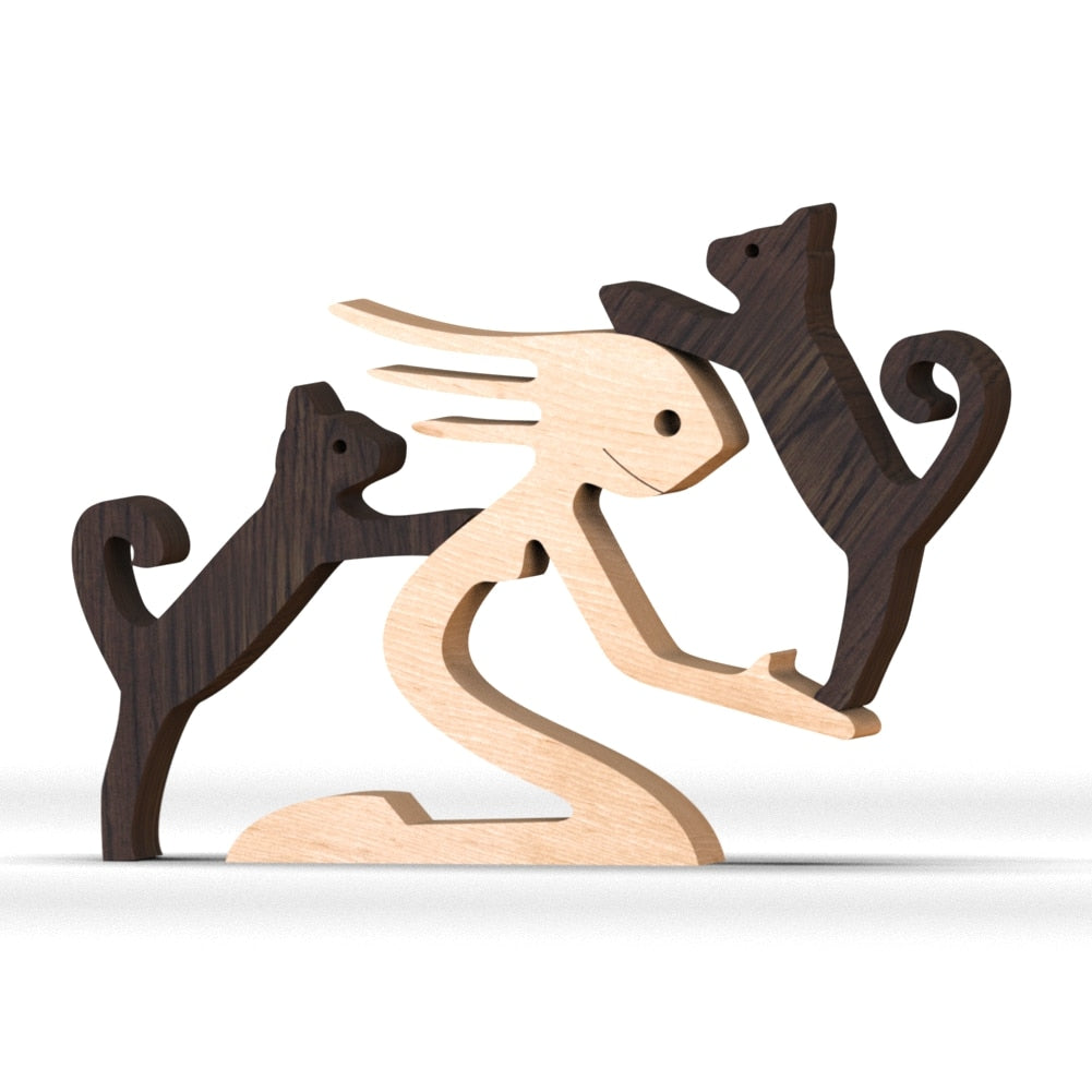 Family Dog/Cat Wood Sculpture (Gift Boxed)