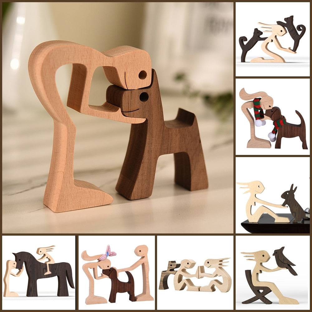 Family Dog/Cat Wood Sculpture (Gift Boxed)