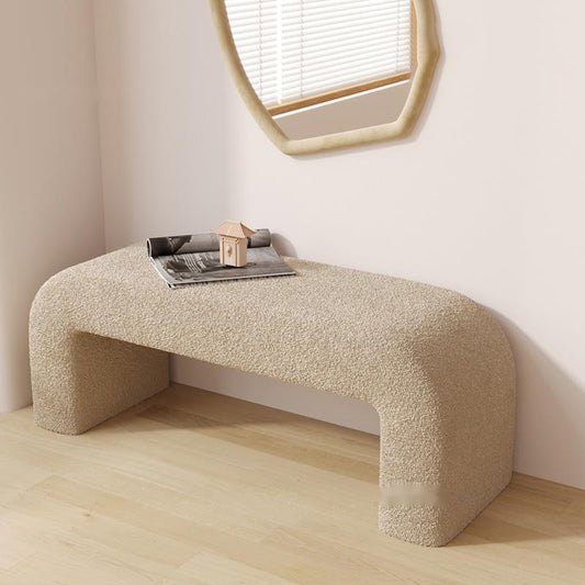 Nordic Makeup Ottoman Stool | Bench in Bouclé Fabric